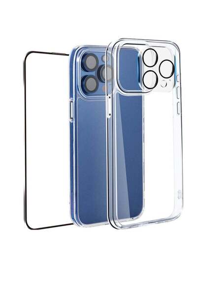 Generic غطاء حماية Tech21 مع لاصق شاشة زجاجي 5D وحماية صلبة للكاميرا لهاتف iP...