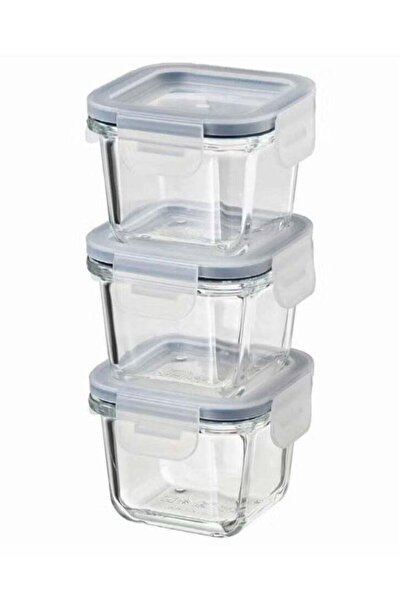 Generic 3-piece glass food container set / 180 ml each