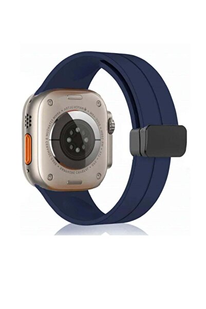 Generic سوار ساعة ابل مع قفل مغناطيسي مقاس 42/44/45/49 أزرق داكن