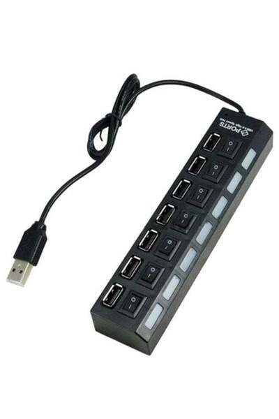 Generic 7-Port High Speed LED USB Hub Black