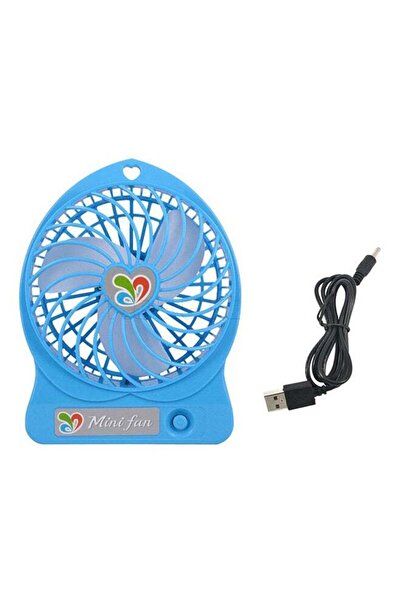 Generic مروحة مكتب محمولة صغيرة قابلة لإعادة الشحن بمنفذ USB بثلاث شفرات، لون...