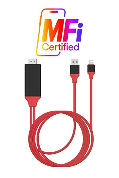 Generic كابل HDMI إلى Lightning صوت وفيديو أحمر/أسود