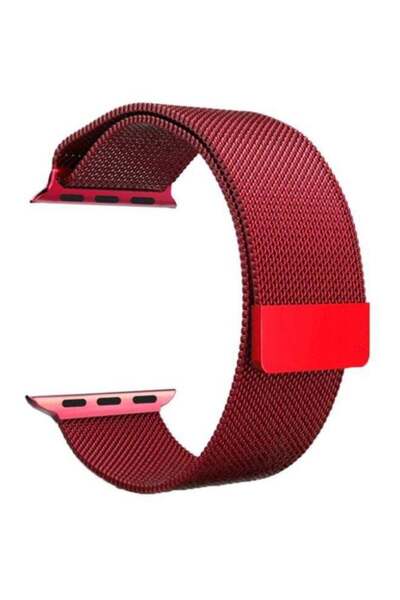 Margoun Milanese Mesh Stainless Steel Band for Apple Watch 42/44/45mm Red