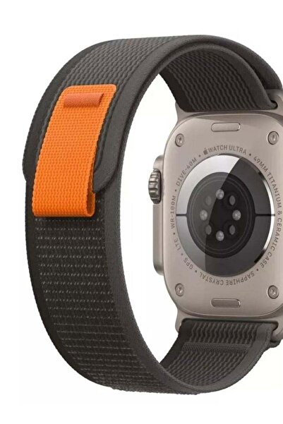 Generic Nylon Replacement Band Compatible with Apple Watch Series 9/Ultra/Ultra 2 45/49mm, Black wit