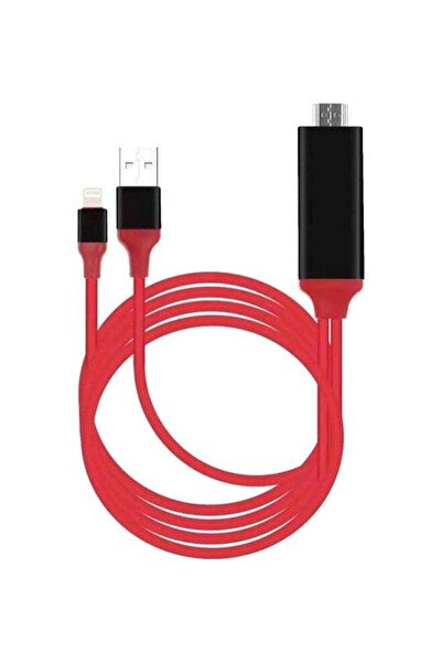 Margoun كابل محول HDMI 2 في 1 لجهاز Apple iPhone XR أحمر/أسود