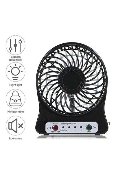 Generic مروحة مكتب صغيرة بمنفذ USB H32755B_JX سوداء