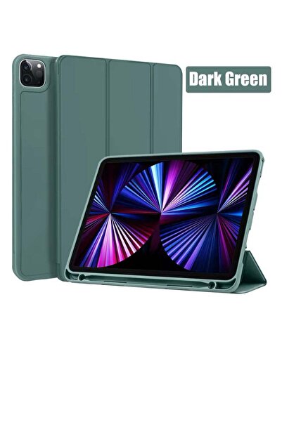 Generic غطاء قابل للطي لجهاز Apple iPad Pro13 (2024) باللون الأخضر مع حامل قلم