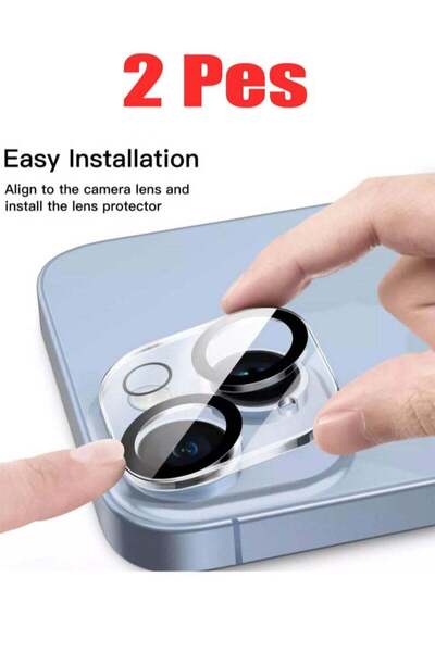 Generic 2 pieces tempered glass protector fully protects the cameras for iPhone 15 Plus