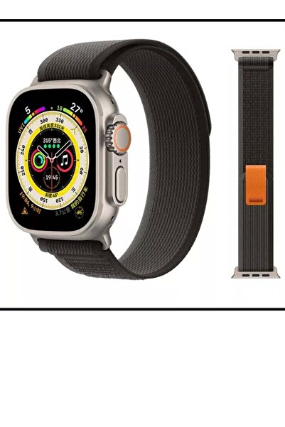 Generic Apple Watch strap made of rubber fabric Black with grey size 45