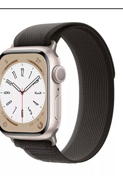 Generic Apple Watch strap made of rubber fabric Black with grey color size 42