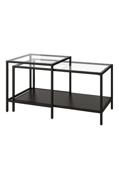 WK 2-Piece Open Shelf Table Black/Clear