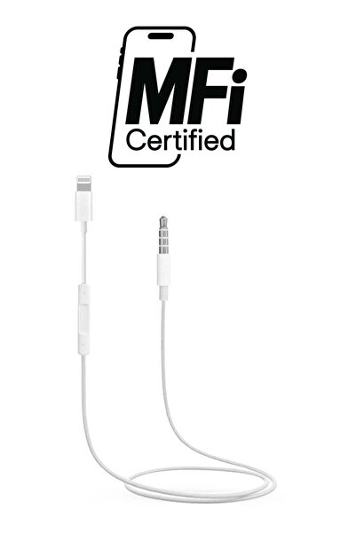 CASNİ محول من منفذ Lightning إلى مقبس Aux مقاس 3.5 مم باللون الأبيض