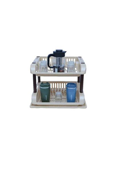 Generic حامل أطباق بلاستيكي مع صينية ورفين