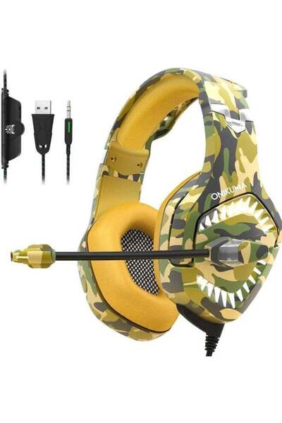 Onikuma سماعة ألعاب K1 Pro بمقبس 3.5 مم للهواتف المحمولة والكمبيوتر الشخصي وPS4 وXbox - لون مموه