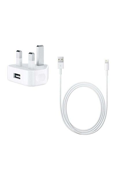 Generic Lightning Charging Cable With 3-Pin Socket Plug White