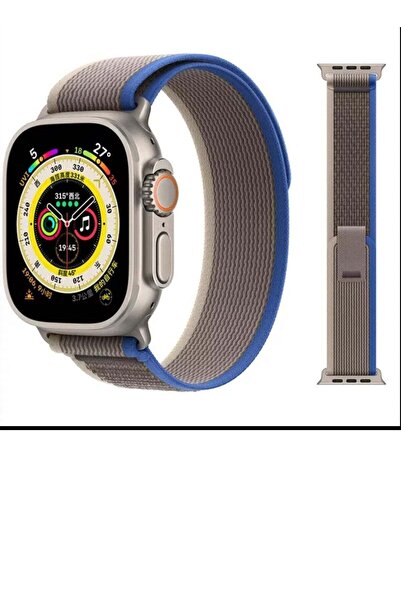 Generic Apple Watch strap made of rubber fabric blue with gray color