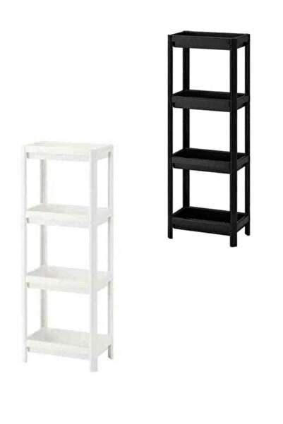 Generic رف مطبخ مكون من 4 طبقات بلونين الأسود والأبيض