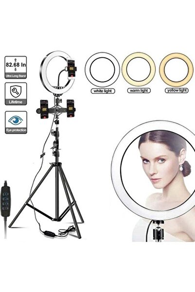 PULUZ حلقة إضاءة سيلفي مقاس 10 بوصات مع حامل ثلاثي القوائم 210 سم مزود بثلاثة...