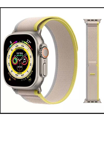 Generic Apple Watch strap made of rubber fabric beige with yellow color size 42/44/45/49