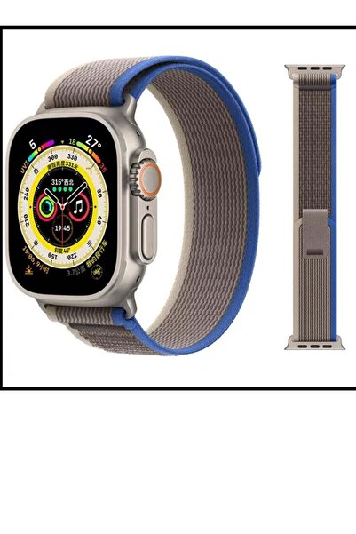 Generic Apple Watch strap made of rubber fabric blue with gray color