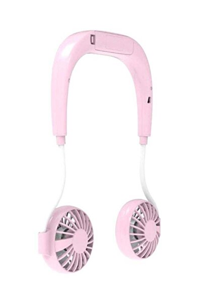 Generic مروحة مزدوجة قابلة لإعادة الشحن محمولة للرقبة YU-1903 باللون الوردي/الأبيض