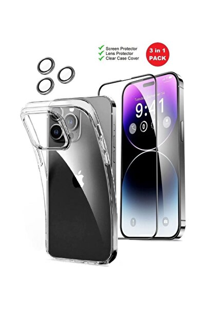 Margoun مجموعة من 3 قطع لحماية شاشة iPhone 14 Pro Max من الزجاج المقوى، وحماي...