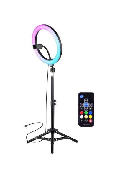 Generic مجموعة مصابيح التصوير الفوتوغرافي LED الدائرية مقاس 10 بوصات باللون ا...