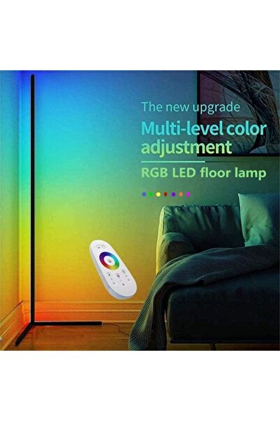 Generic مصباح أرضي زاوية LED قابل للتعتيم مع جهاز تحكم عن بعد باللون الأسود