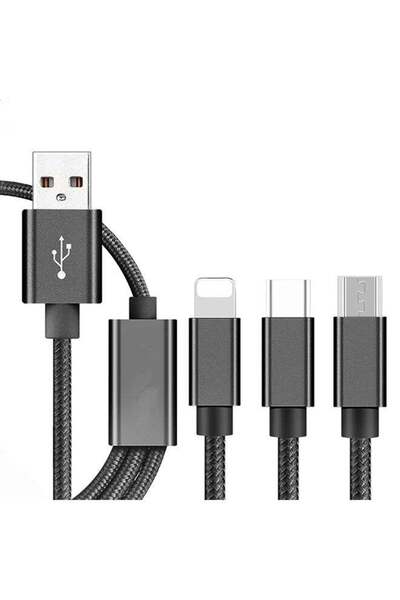 Generic كابل شحن USB 3 في 1 أسود