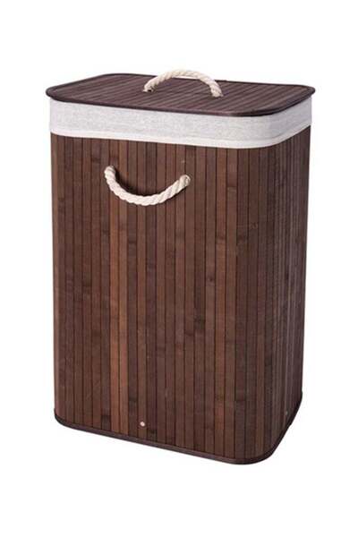 Generic Rectangular Foldable Bamboo Hamper With Lid Brown 40x30x60centimeter