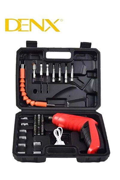 Denx Multi-purpose, battery-powered, portable cordless drill, black/red