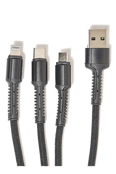 Go-Des 3-In-1 Data Sync Charging Cable Black