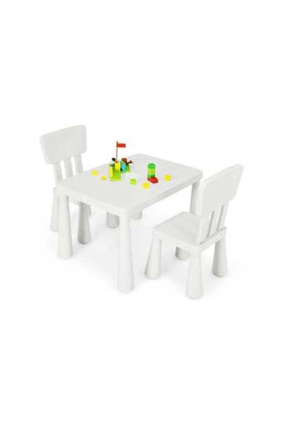 Generic White plastic table with two plastic chairs for children