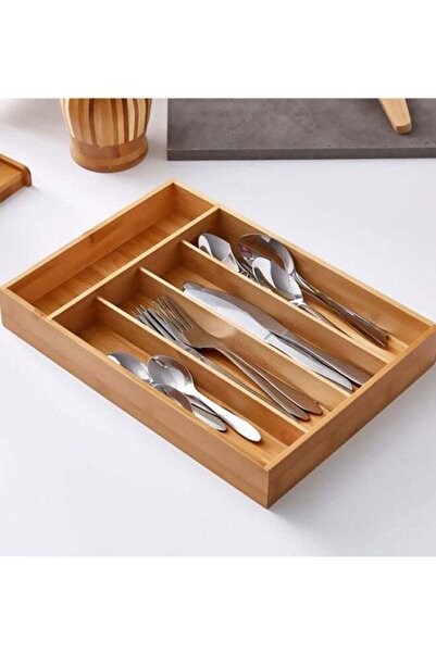 Home Box Bamboo Cutlery Tray Beige 35.5x25.4x5cm