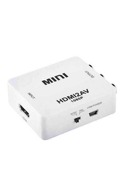 Generic كابل تحويل فيديو عالي الدقة من HDMI إلى AV باللون الأبيض