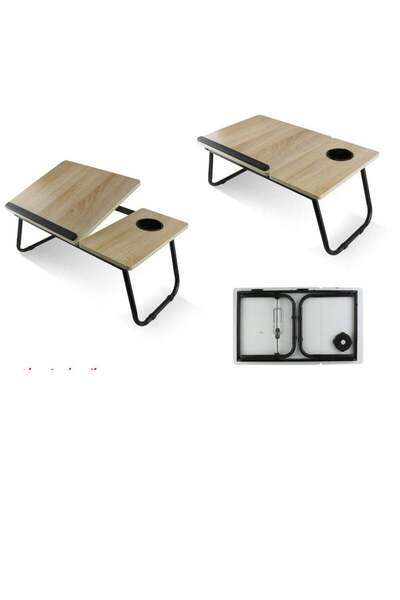 Generic طاولة كمبيوتر محمول قابلة للطي مع حامل أكواب متعدد الألوان 60 × 41 سم