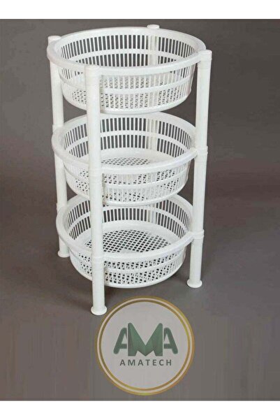 Generic سلة بلاستيكية دائرية بثلاث طبقات، بيضاء