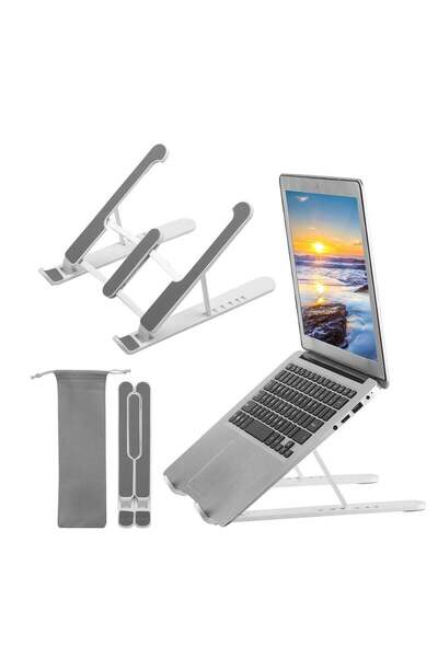 Generic حامل كمبيوتر محمول قابل للتعديل مصنوع من سبائك الألومنيوم باللون الأبيض