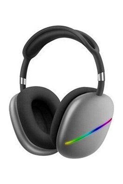 Generic سماعات رأس ستيريو بتقنية البلوتوث RGB LED فوق الأذن باللون الأسود/الرمادي