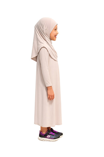 Bilenler Combed Cotton Self-Covering Children's Prayer Dress Cream/ 6-7-8 Years Old