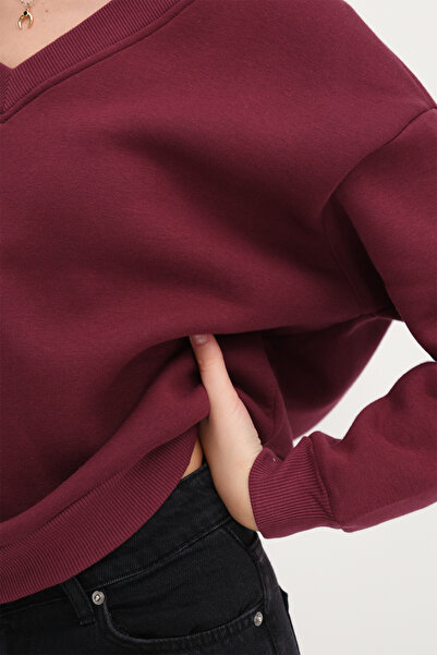 Addax V-Neck Ribbed Sweatshirt S12040