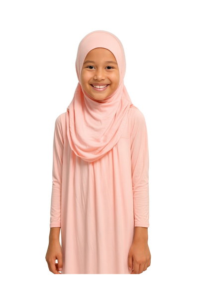 Bilenler Combed Cotton Self-Covering Children's Prayer Dress Light Pink/ 6-7-8 Years Old