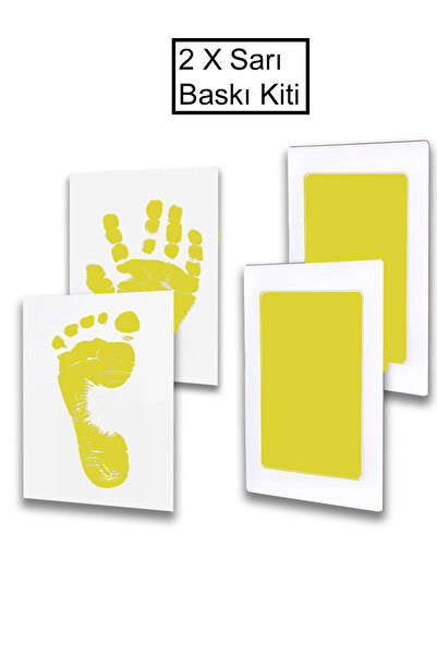 Moky Design Sarı Mürekkepli Temassız Bebek El Ayak İzi Baskı Kiti, Baby Showe...