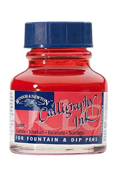 Winsor and Newton حبر قلم الخط القرمزي الأحمر