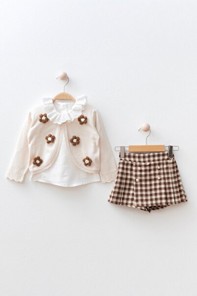 Minigimin Cicileri Set de 3 piese pentru fetiță - Cremă - cu detalii cu flori...