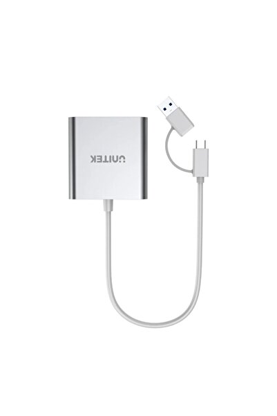 Unitek قارئ بطاقات USB 3.0 بثلاثة منافذ مع محول USB-C - سرعة 5 جيجابت في الثانية، أبيض | Y-9313D