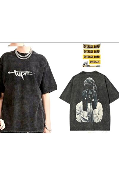 galaxyboutique تي شيرت توباك كبير الحجم من القماش القابل للغسل