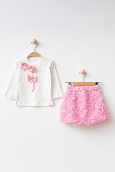 Minigimin Cicileri Costum cu fustă pentru fetiță cu detalii 3D cu trandafiri ...