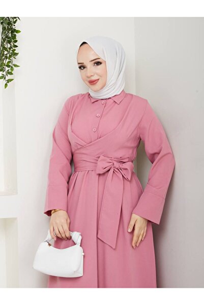 Giza Giyim Γυναικείο φόρεμα χιτζάμπ με κουμπιά με σταθερή ζώνη με κουμπιά