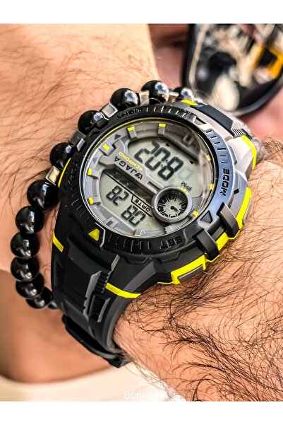 Jaga Sports Men's Wristwatch, Black Sililkon Band Suitable for Pool and Sea Use, with Stopwatch